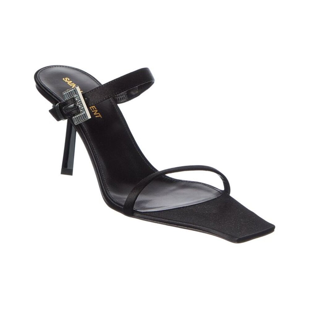 Saint Laurent Satin Sandal, Black